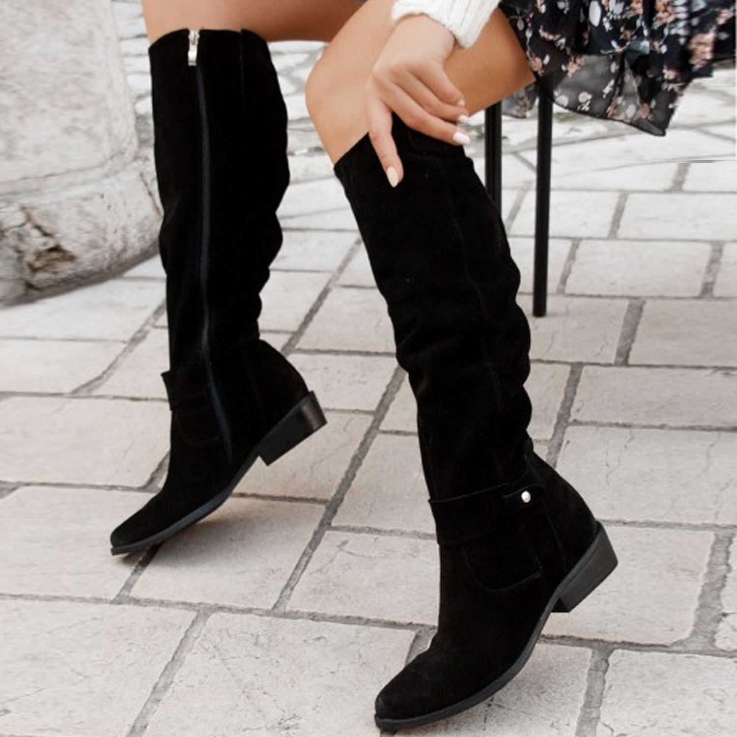 Fashion Women Boots Spring Winter Thick-soled Knee-high Quality Suede Long Comfort Round Toe Botines Mujer Knight Boots 240611