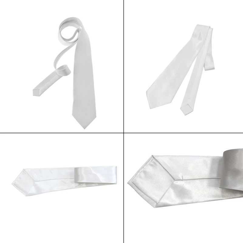 Men Blank Sublimation Tie Solid Color White DIY Heat Transfer Polter Silky Necktie for Formal Wedding Party Business X250407