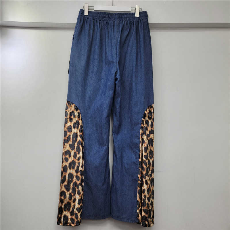 Bright sequin women's clothing; beautiful denim short-sleeved butterfly sequin top and straight-leg wide-leg trousers two-piece suit L251108