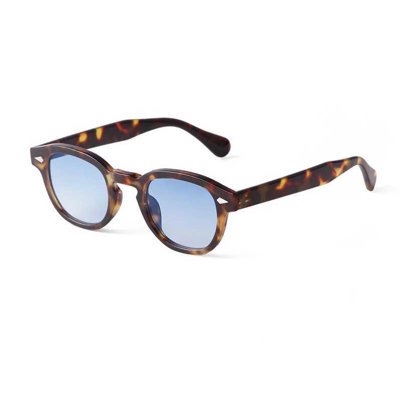 Retro Tortoise Shell Round Sunglasses for Women 2025 Brand Design Retro Rivet Yellow Blue Lens Square Sunglasses for Women UV400 W250408