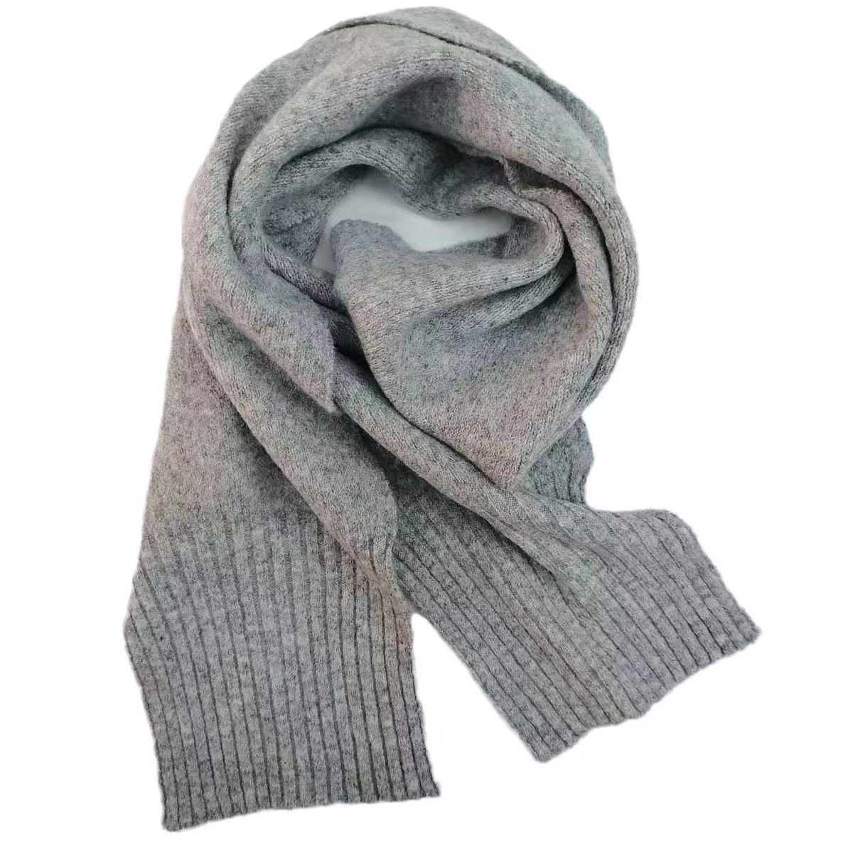T434 solid color soft elastic unisex couple student autumn and winter warm all-match knitted wool scarf neck