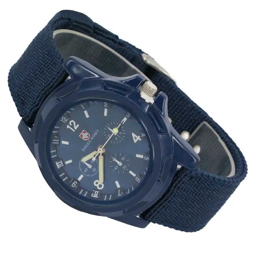 Mens quartz watch nylon watch canvas strap casual sports watch Y250407