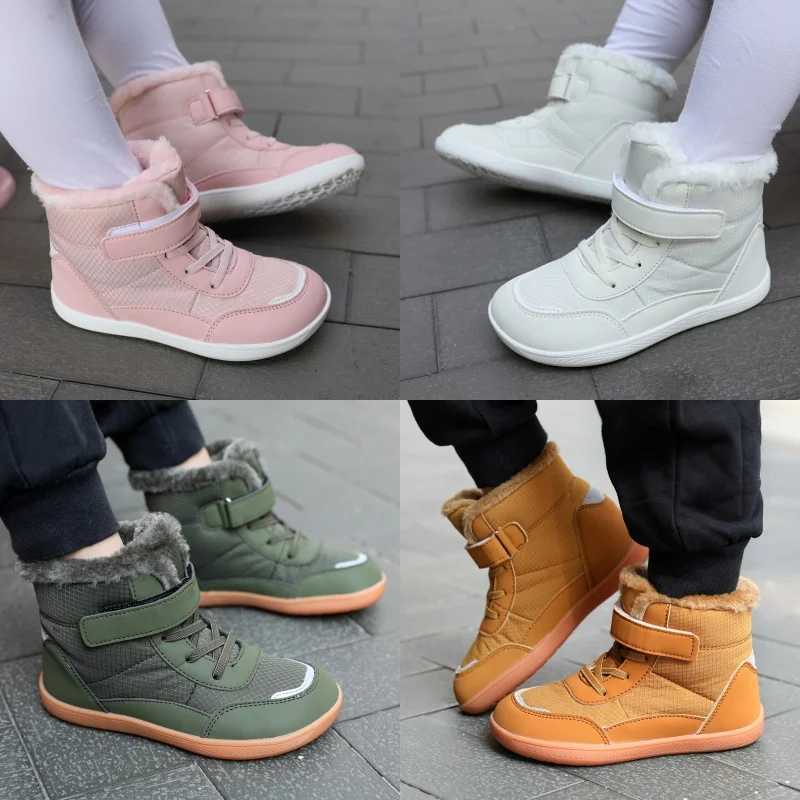 Kids Wide Toe Barefoot Snow BootsGirls Winter Minimst SneakersGirls Boys Warm Boot Toddler Little Big Kids W250407