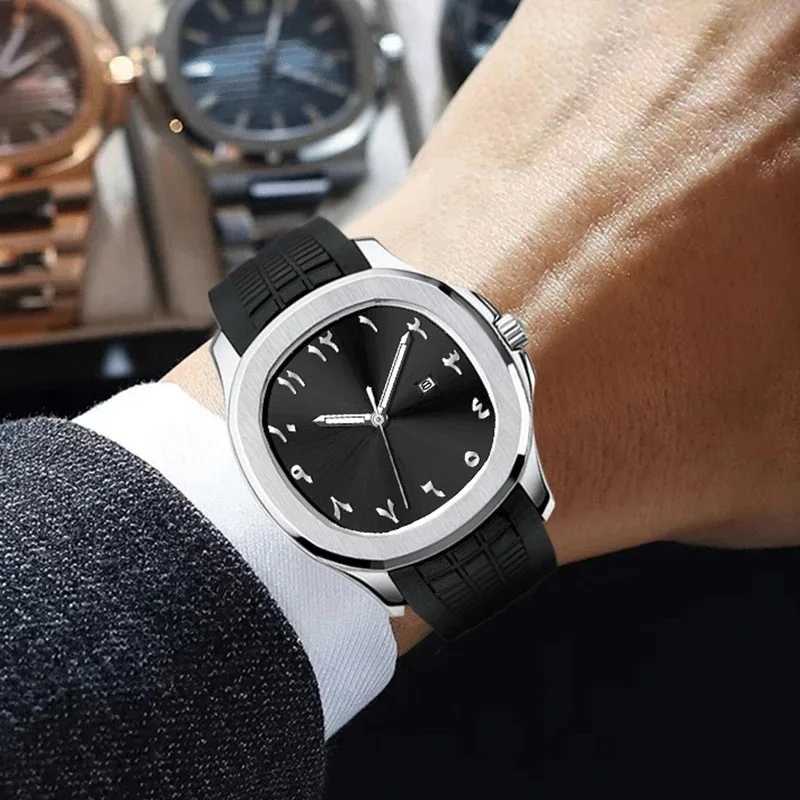 Arabic numerals without Middle Eastern luxury mens watch brand quartz fashion creative silicone watch mens gift Montre Homme Y250407