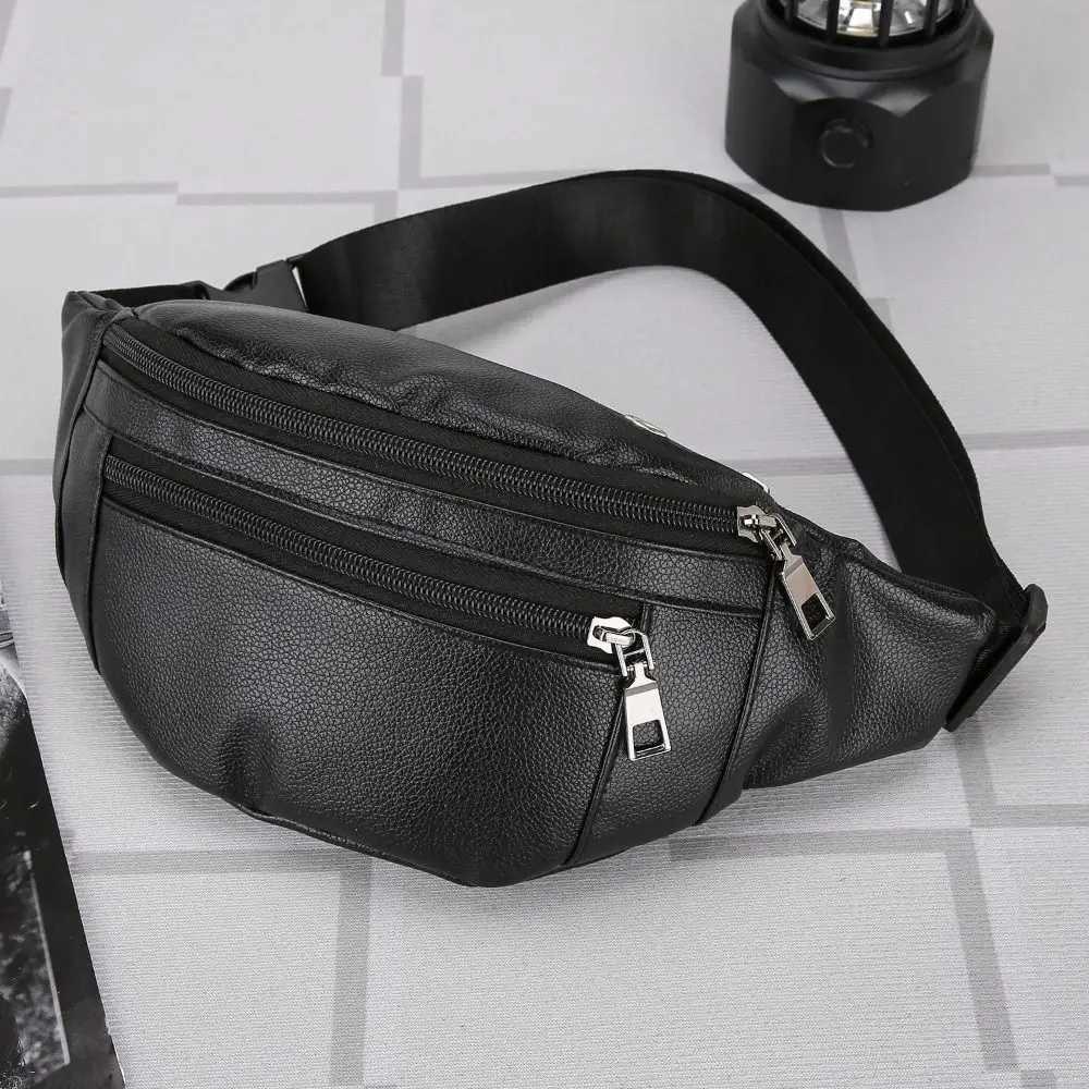 Business leather waist bag multifunctional cAsh wallet outdoor cross body bag waterproof sports bag travel bag Z250407