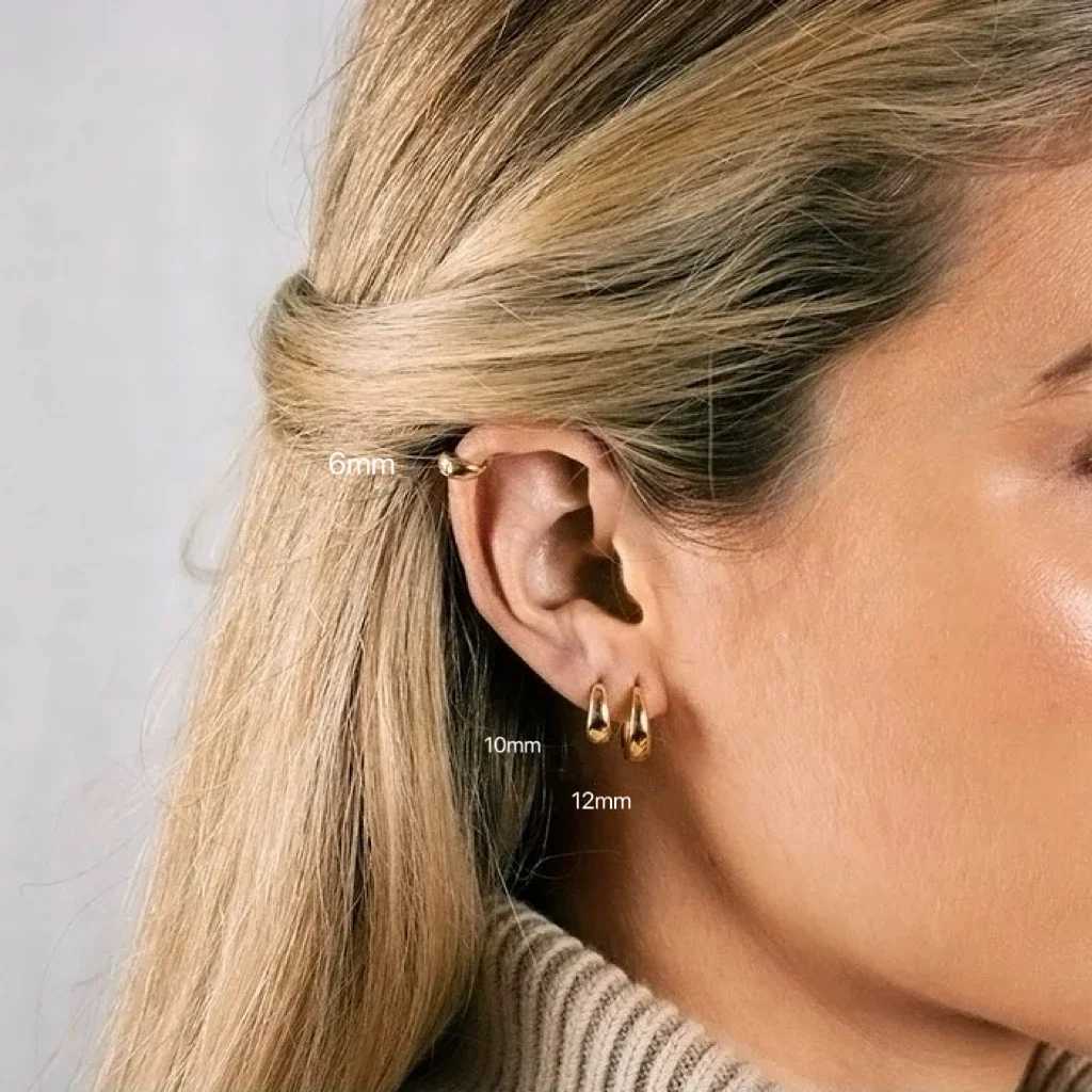 Stainless Steel 1 Pair Minimalist Huggie Hoop Earrings For Women Gold Color Tiny Round Circle 6/10/12mm Punk Unisex Rock Earring Z250408