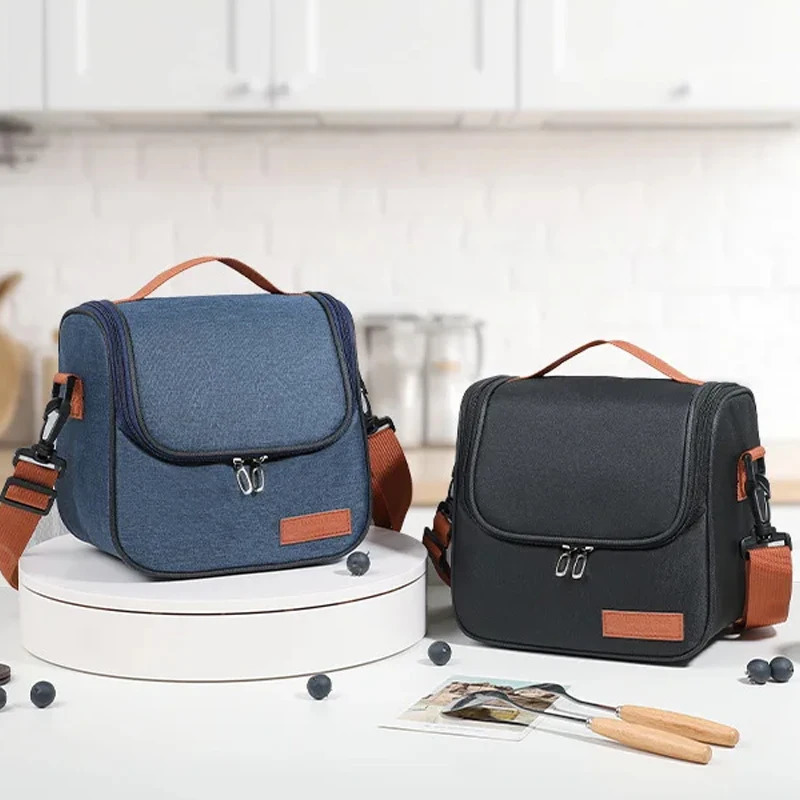 Fashion cooler bag zipper lunch insulated with adjustable shoulder strap suitable for office work school camping 250401