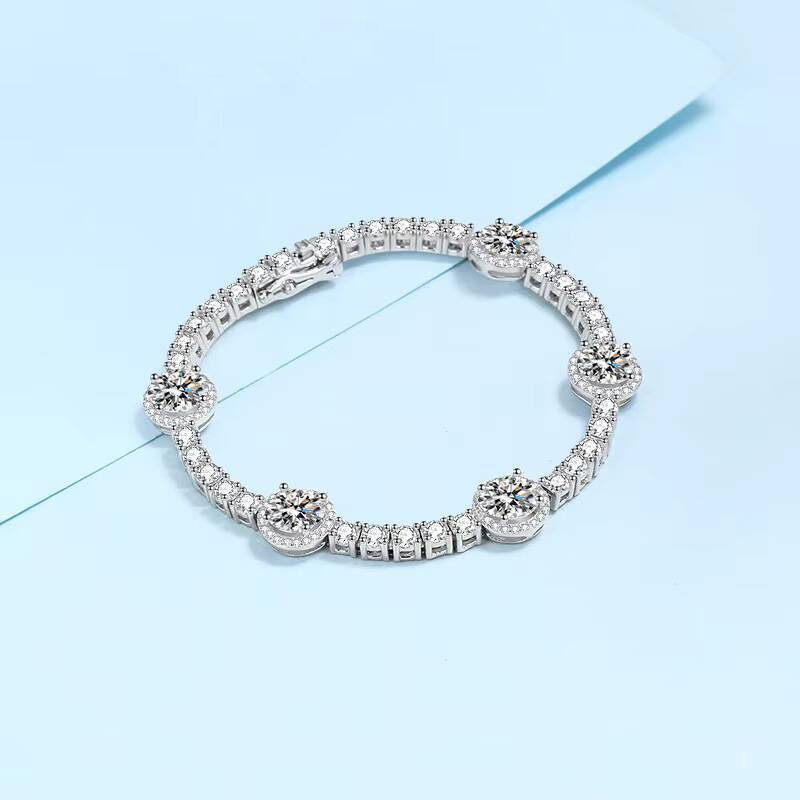 Women Wedding Chain 925 Silver Gemstone Ice Bracelet Jewelry Luxury Fine Moissanite Cluster Diamond Tennis Bracelet