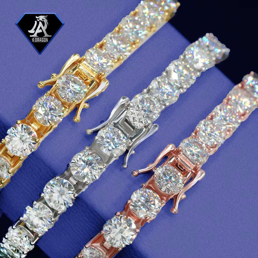 New Arrival S925 Sterling Silver D Color Super Sparkling Moissanite Tennis Necklace 6.5mm Luxury Pass Diamond Tester