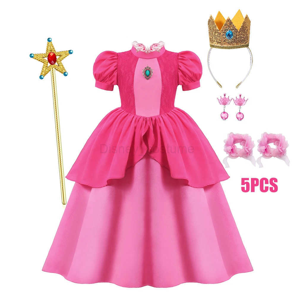Disney Rose Peach Costume Kids Girl Cosplay Fancy Carnival Birthday Party Role Play Princess Dress with Lace Children Halloween Outfit X250408
