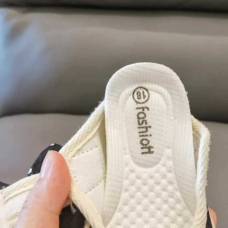 Girls fashion shoes canvas sneakers childrens polka dot bow princess apartment breathable baby shoes student soft soled casual spring shoes W250407