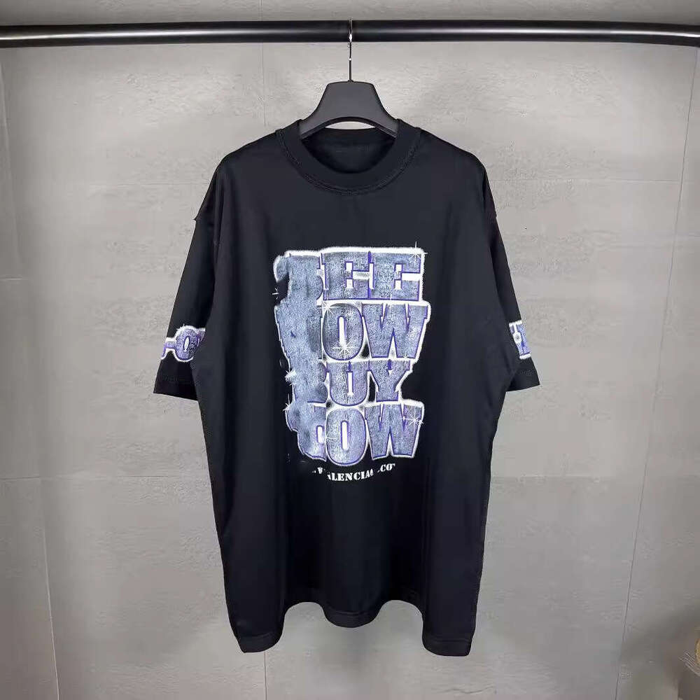 Casual T-Shirt The Correct Version Of Parisian Fashion Brand B's EENOW * UYNOW New Model Direct Spray Printed Washed Short Sleeved T-Shirt