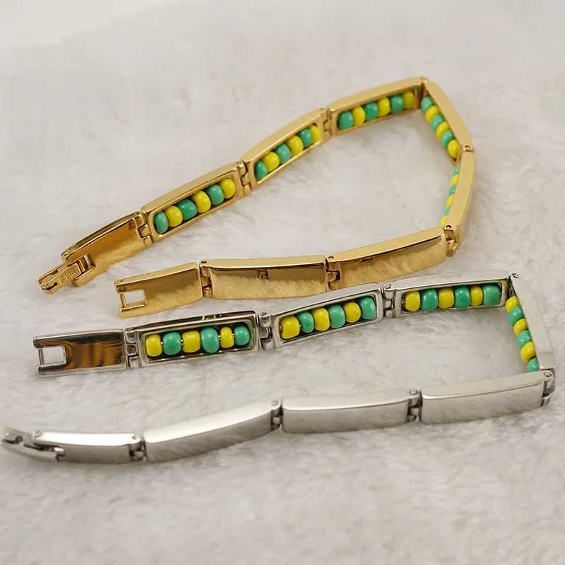 GD Religious Stainl Steel Bracelet Green And w Color Ora Hidden Bracelet w Beads Unisex BangleC250408