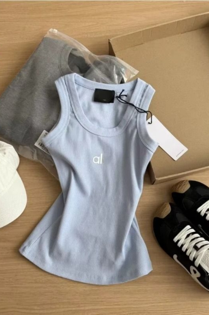 Women's Tanks Summer Ladies Tie Halter Letter Slim-fit Threaded Vest Bottom Sleeveless Top