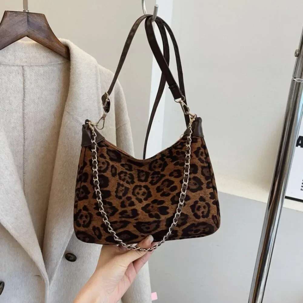 Fashion Vintage Leopard Print Versatile Chain New Women's Bag Premium Texture Temperament Generous Crossbody Shoulder