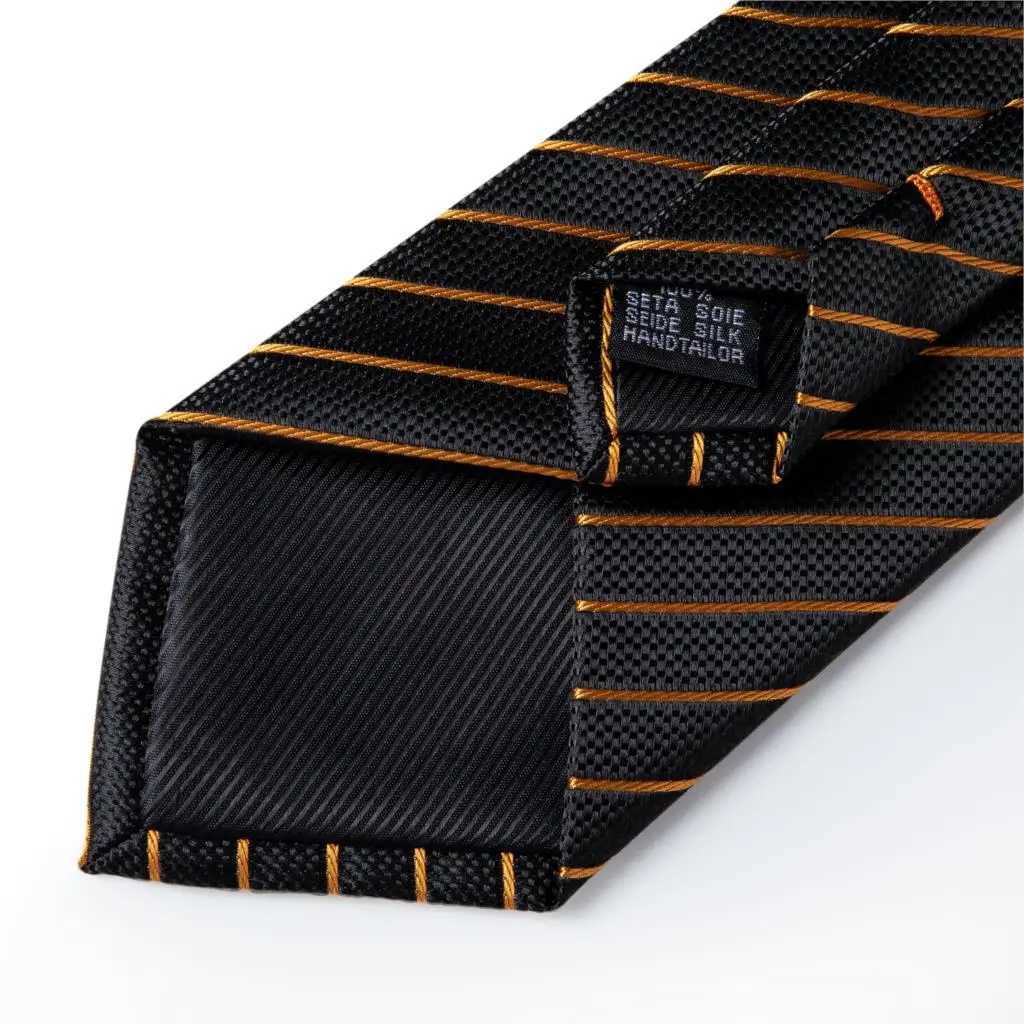 Fashion Men Tie Luxury Gold Blue Black Striped Paisley Silk Wedding Tie For Men DiBanGu Designer Hanky Cufflinks Gift Tie Set X250407
