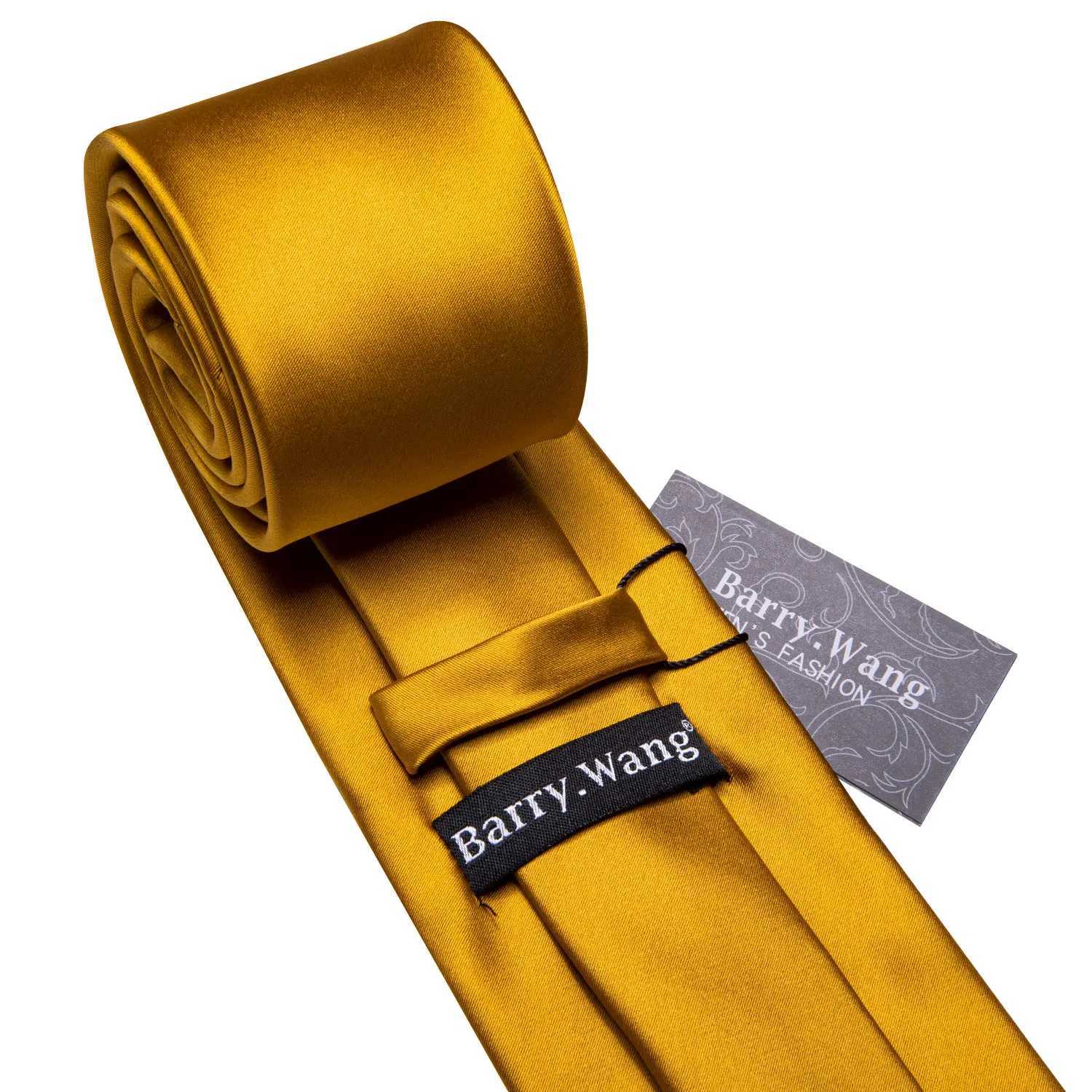 Barry. Gold Beige w Brown Tip Silk Men Tie Handkerchief Cufflink Set Jacquard Necktie for M Wedding Business Party X250407