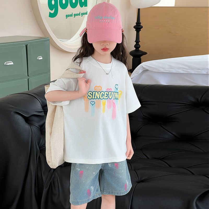 Ddmyshoesvip Fashionable Girls Short Sleeved T Shirt Women S Summer New Style Big Korean Version Children S Loose Casual Sweet And Cool Printed Top Tr