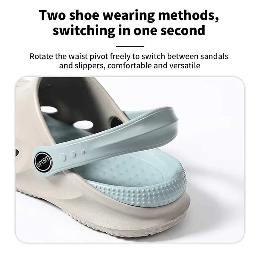 New Arrival Summer Mens Fashion Beach Sandals Clock Thick Bottom Sliding Waterproof Non slip Sandals Flip Soft EVA Perforated Shoes T250407