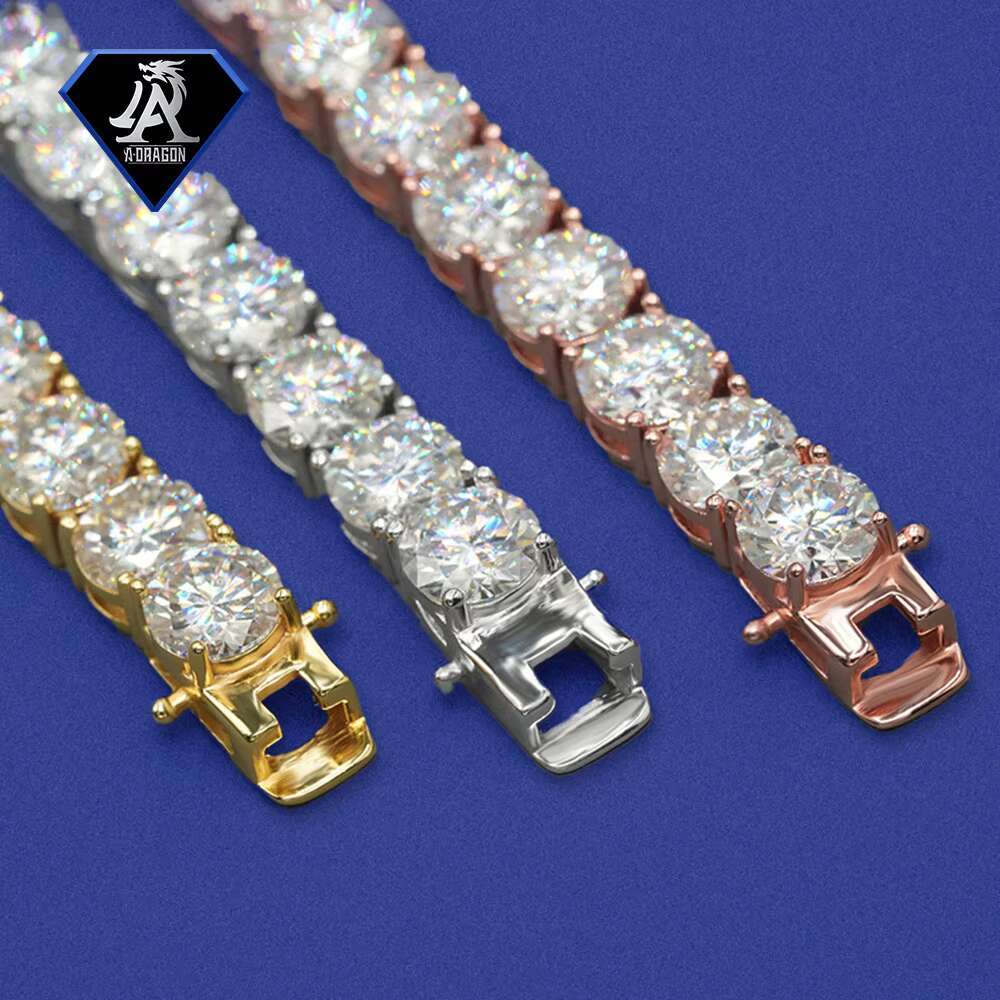 New Arrival S925 Sterling Silver D Color Super Sparkling Moissanite Tennis Necklace 6.5mm Luxury Pass Diamond Tester