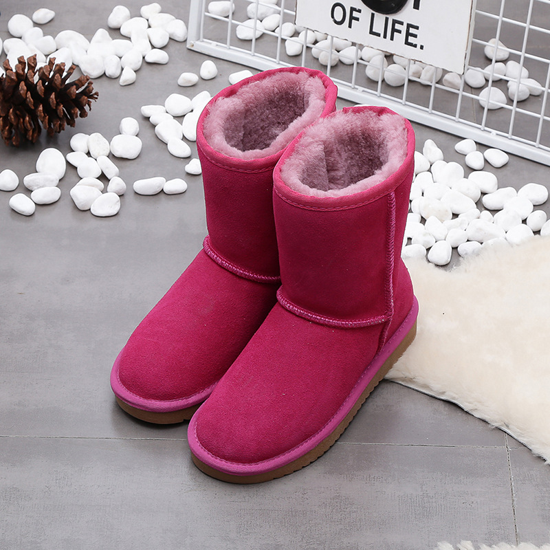 Designer shoes winter new high quality genuine cowhide affordable luxury boots keep warm outdoor non-slip snow boots for woman black grey red pink cof