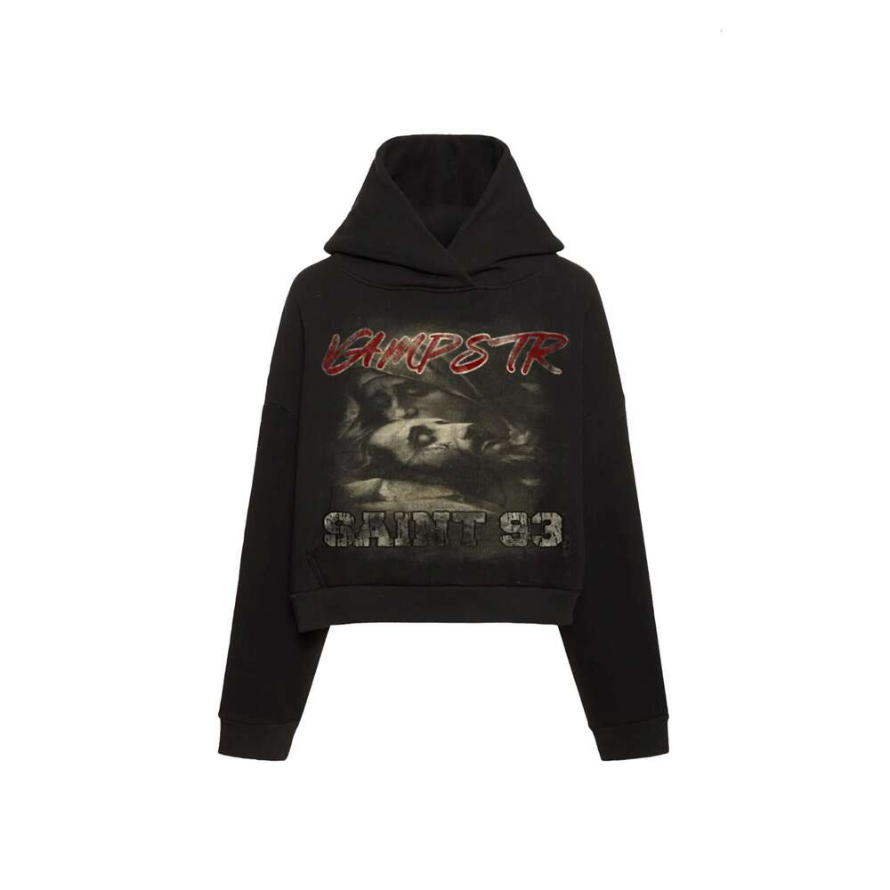 Y2K design versatile trendy god print loose hooded sweatshirt for summer transport