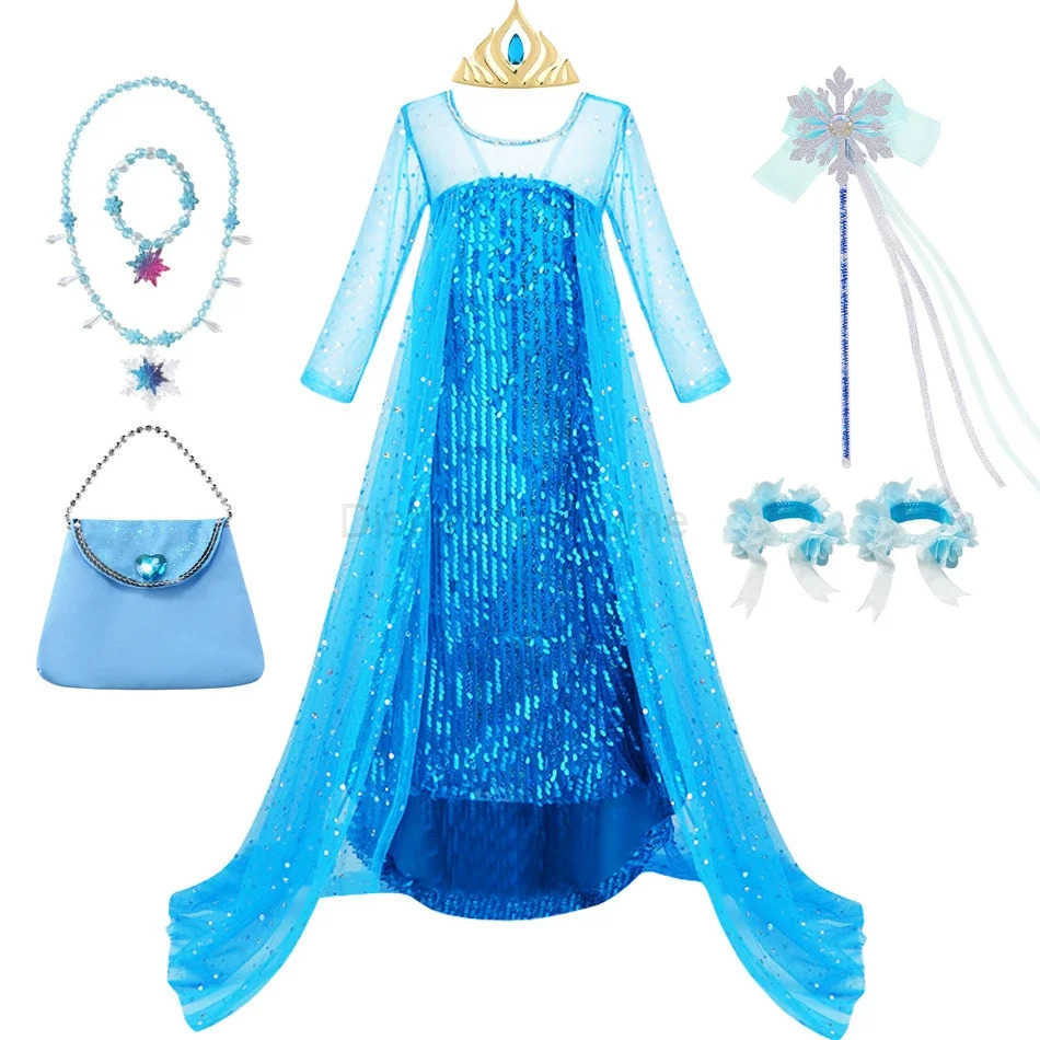 Disney Elsa dresses up as a girl childrens Halloween cosplay princess dress up childrens birthday party costume dress up X250408