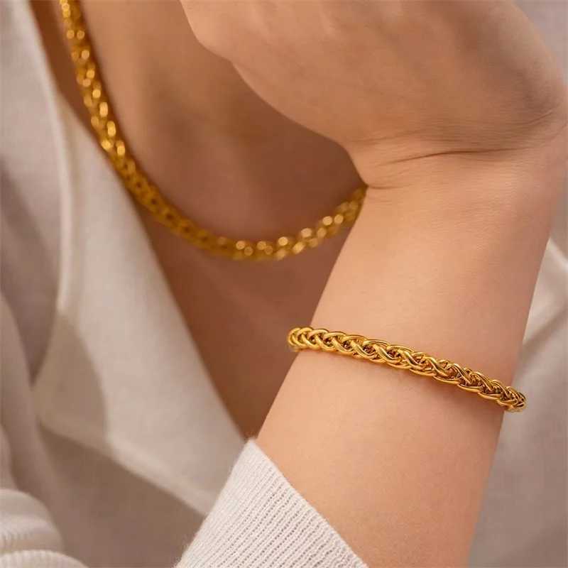 EILIECK 316L Stainless Steel Chain Necklace Bracelet Set Declaration Gold 18K Galvanized Jewelry Set Waterproof Bijoux Womens Y250408