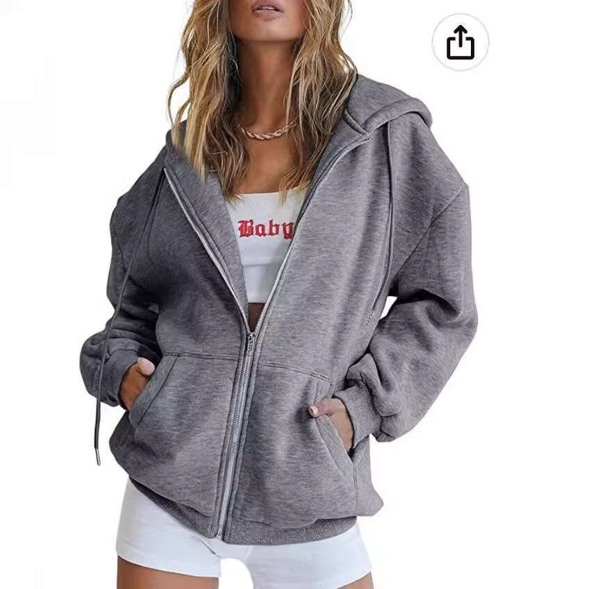 Hoodie jacket, sports shirt, drawstring zipper hoodie with pocket, new casual fashion trend clothing