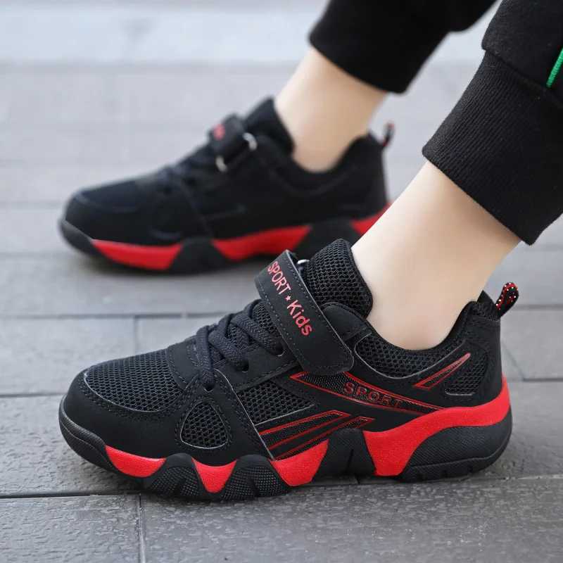 Childrens sports shoes boys shoes 2023 new fashion childrens shoes 6-12 years black mesh comfortable casual sports boys tennis shoes W250407