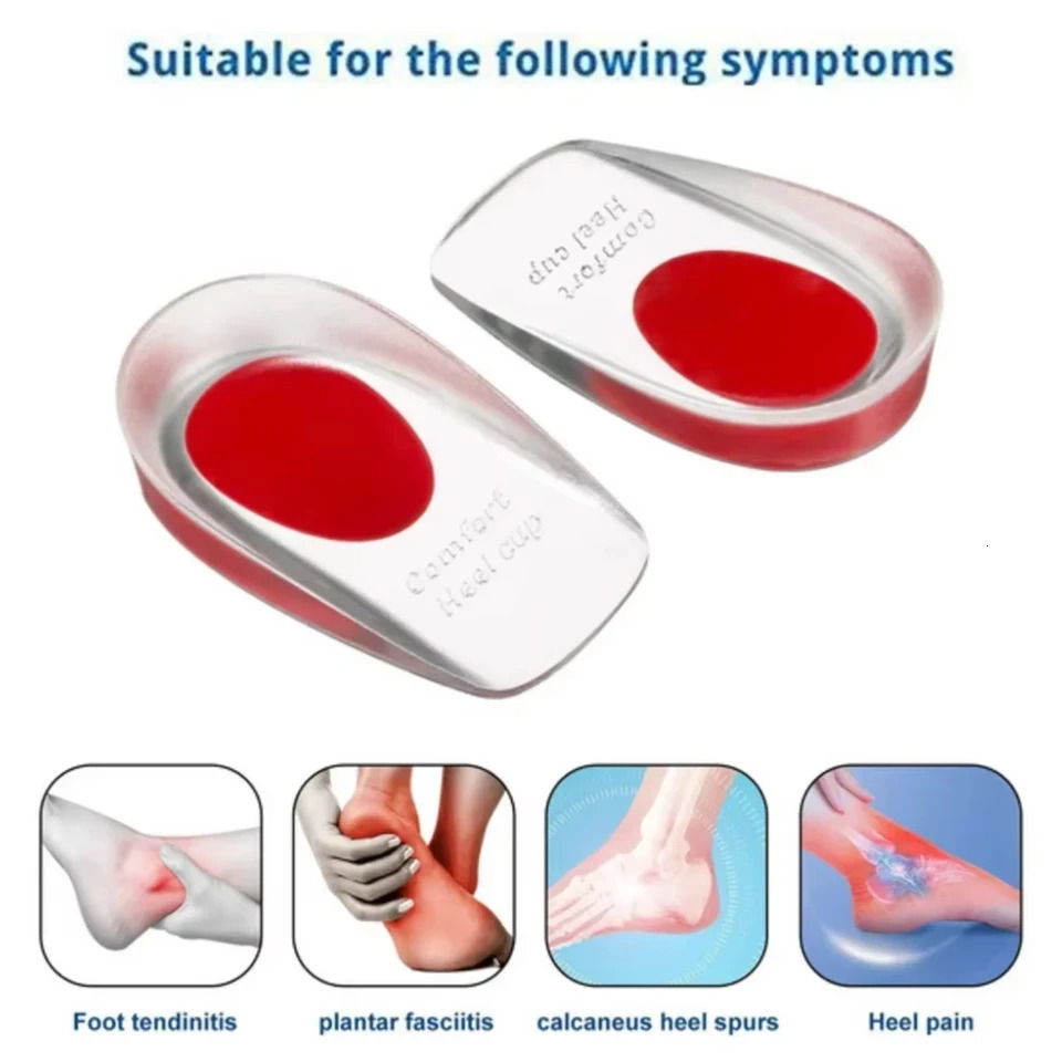 Soft Insoles Heel Spurs Pain Relief Foot Cushion Foot Massager Care Heel Cups Shoe Pads Height Increase Insoles Plantillas 250407