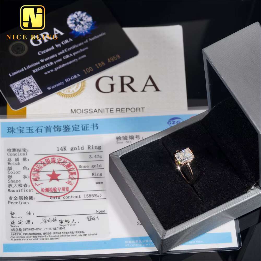 Luxury Radiant Cut Diamond Wedding Rings Women 14K Real Gold VVS Moissanite Engagement Ring for Women