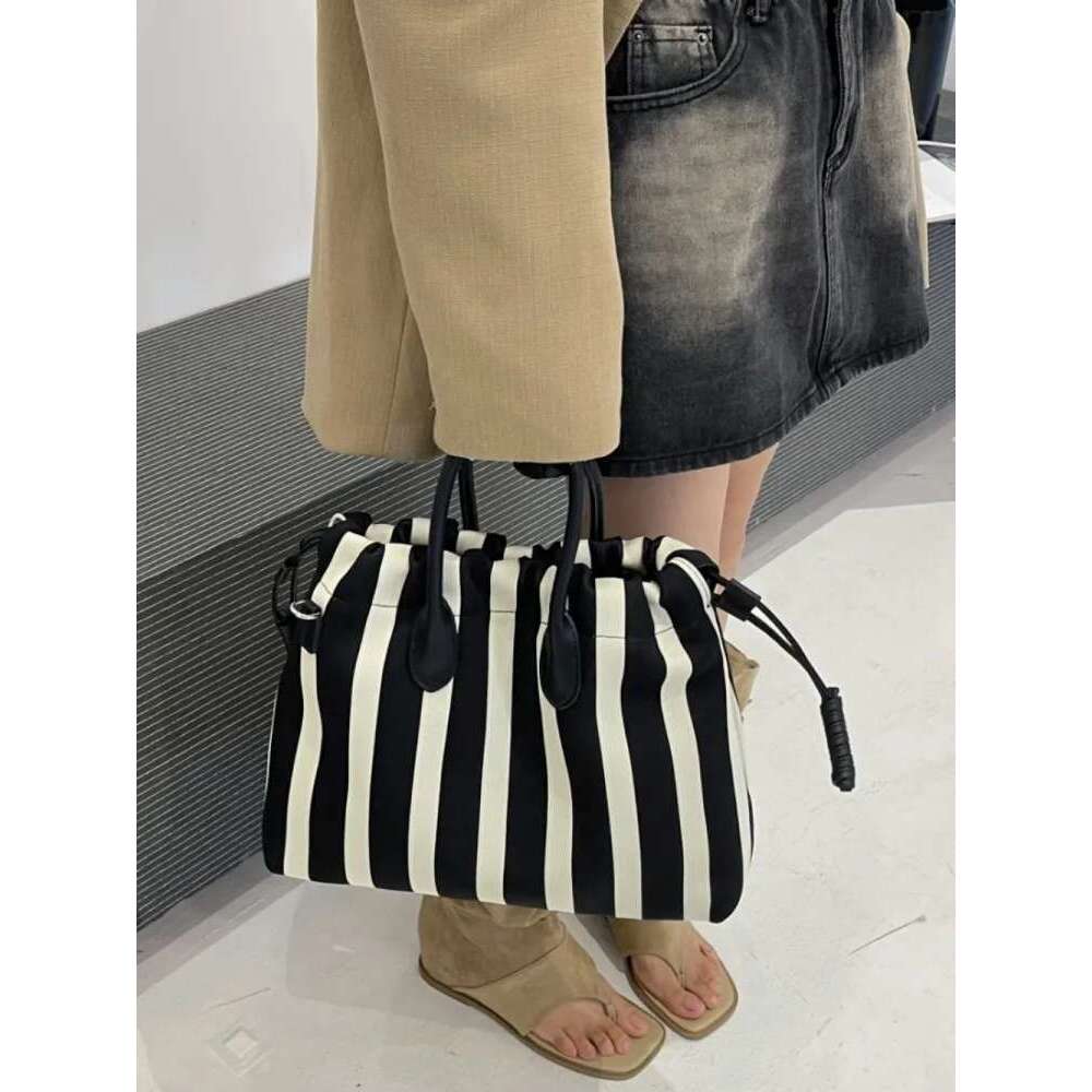 Women's Bags Women's Bags Summer Women Mixed Colors Striped Canvas Large Capacity Totes Handbag Wide Strap Crossbody Bag Casual Shopping Sho