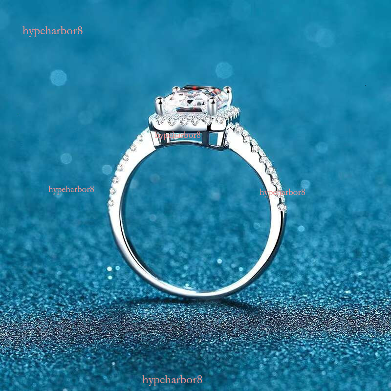 Vintage sterling silver radiant emerald cut silica ring 1ct 2ct wedding engagement women's luxury accessories