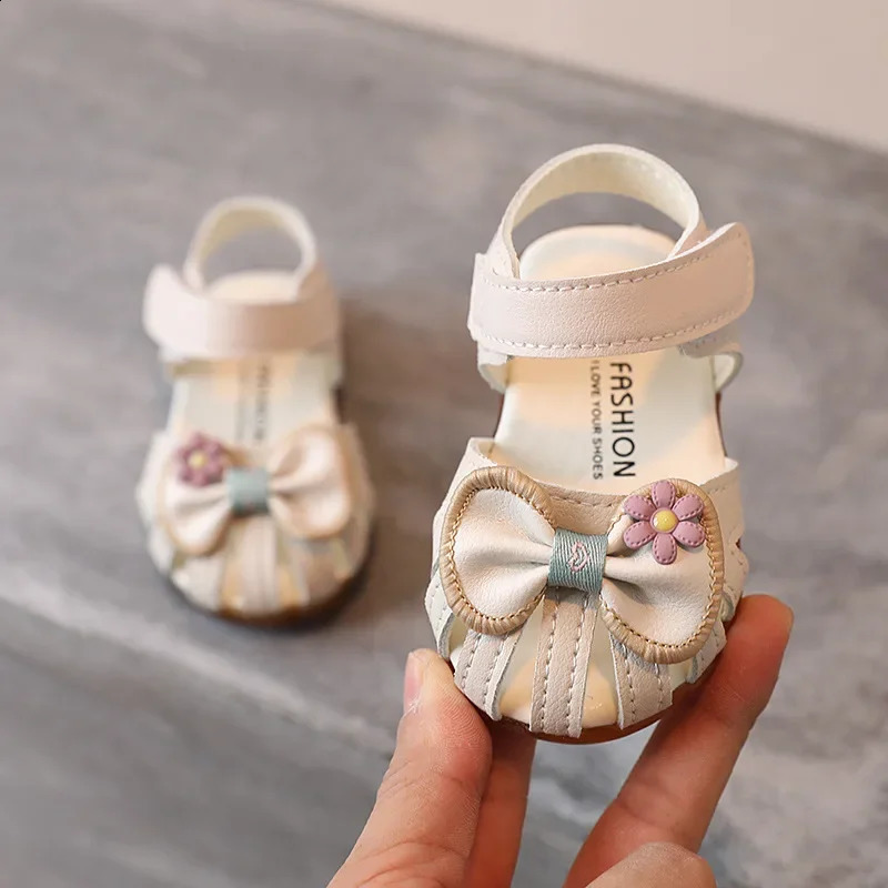 Kids Summer Sandals Todler Girl Shoes Bow Baby Girl Sandal 0-3 Years Beige Pink 250408