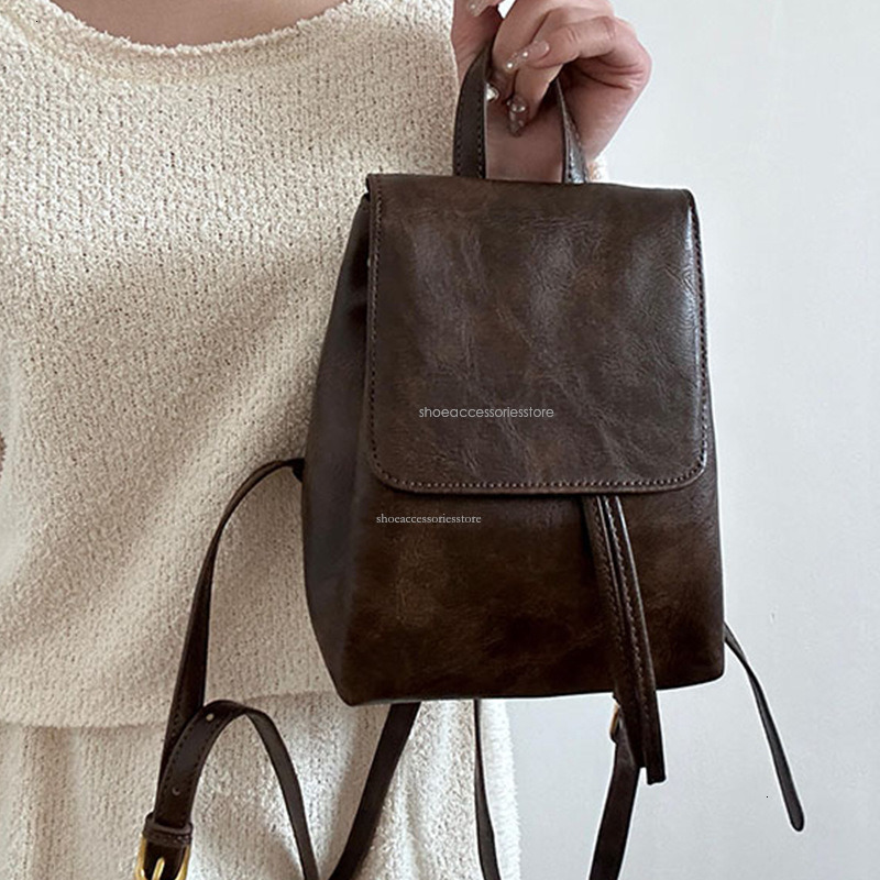 Designer High-end Leather Backpack Women's Compact American Brown Backpack With New Instagram Minimalism And Multifunctional Shoulder Bag Small B