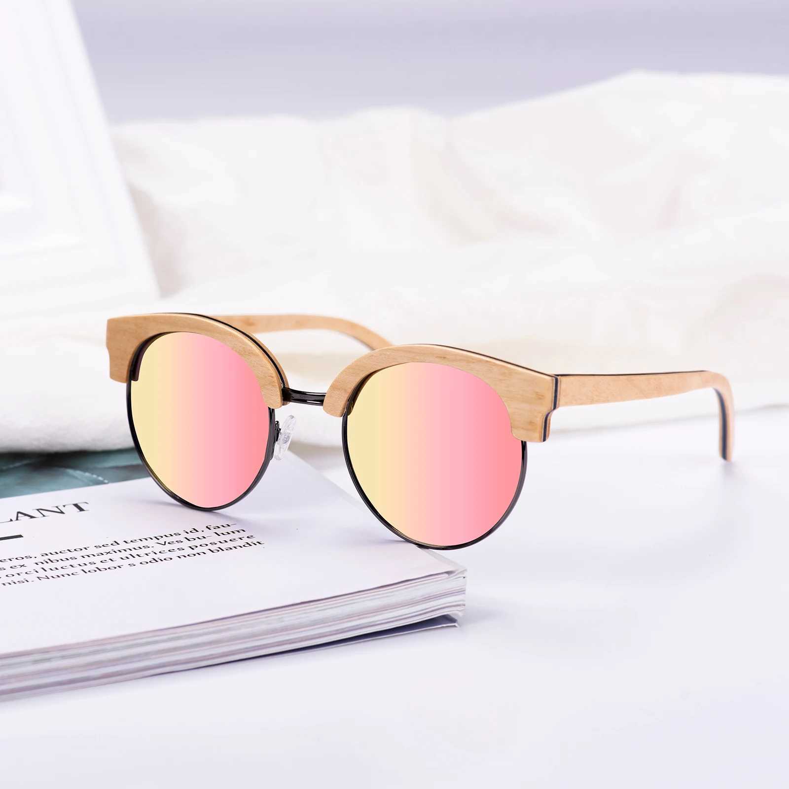 BOBOBIRD Wood Sunglasses Half Frame Vintage Sunglasses Polarized Mens Womens Luxury Outdoor Eyewear Gifts for Friends NEW In W250408