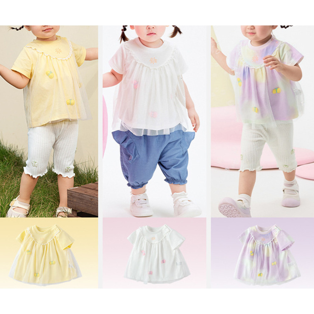 Ddmyshoesvip Children S Clothing Girls Mesh T Shirt New Summer Short Sleeved Pure Cotton Outerwear For Small Medium Sized Babies And Sweet