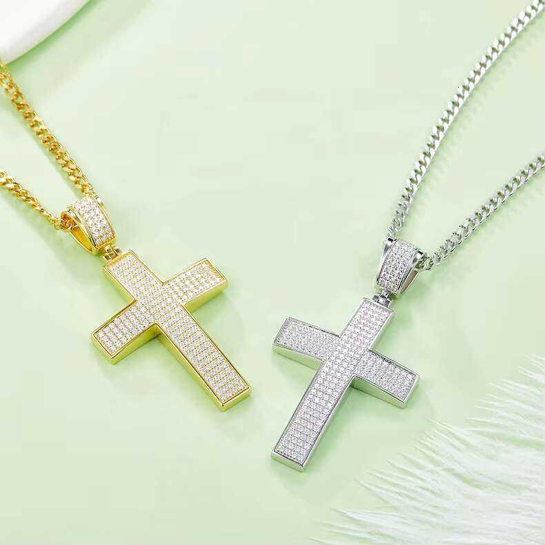 Classic Luxury Moissanite Jewelry 925 Sterling Silver Cross Moissanite Gemstone Pendants for Necklace