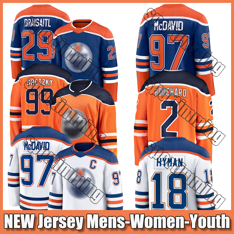 Oilers Jersey McDavid C Draisaitl A Nugent-Hopkins A Hyman Kane Skinner Gretzky C Bouchard hockey jerseys