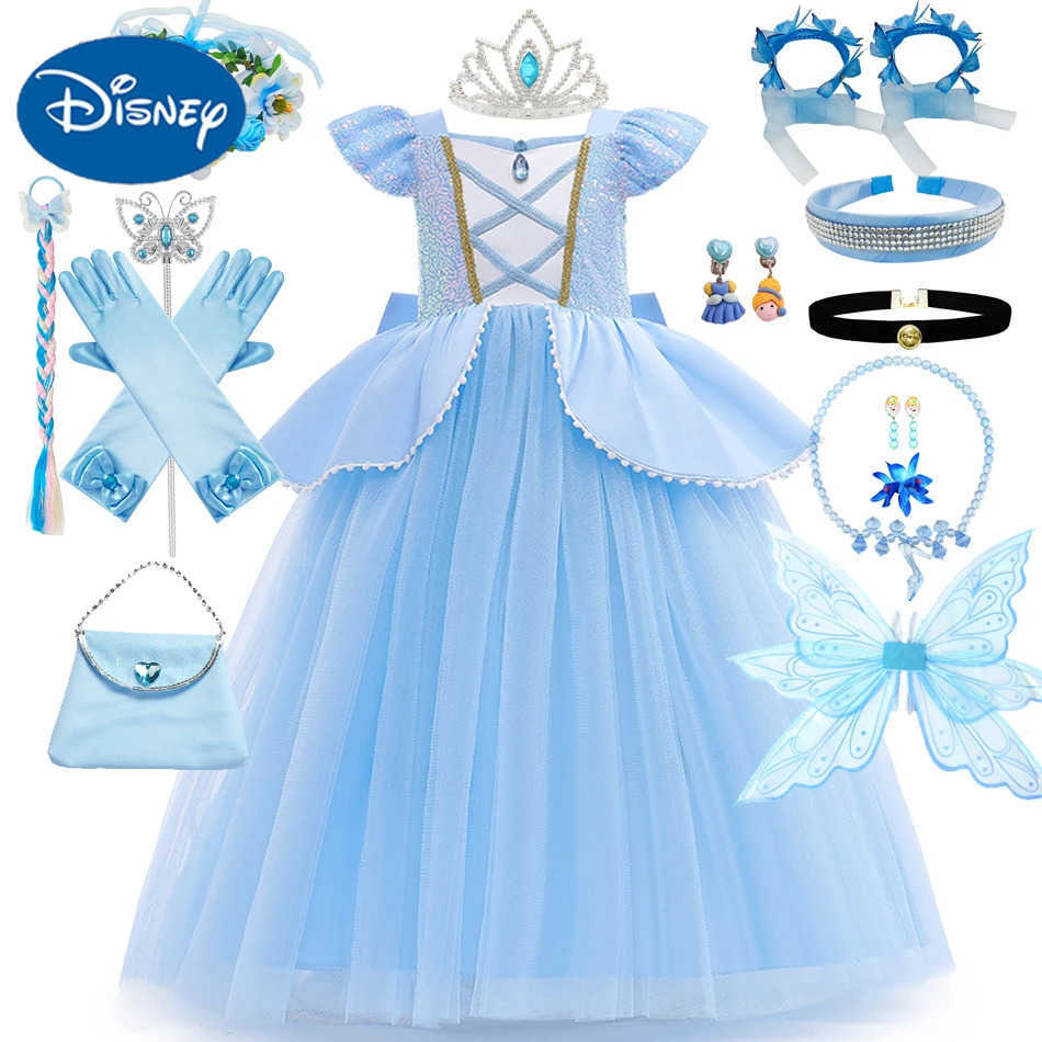 Disney Princess Fancy Cinderella Dress Up Halloween Costume Pumpkin Cart Birthday Party Set with Gloves Garden Girl 2-10T X250408