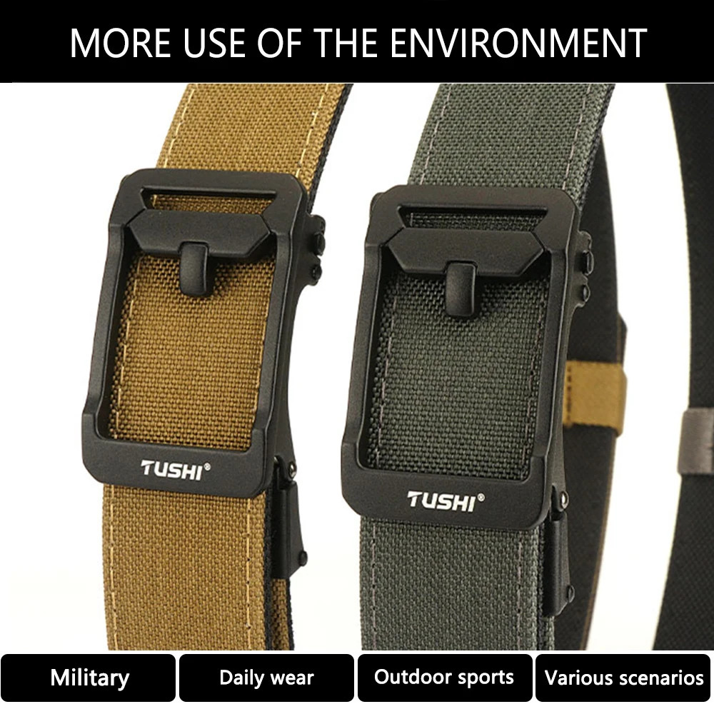TUSHI Military Gun Belt for Men Nylon Metal Automatic Buckle Duty Belt Tactical Outdoor Girdle IPSC Accessories 250403