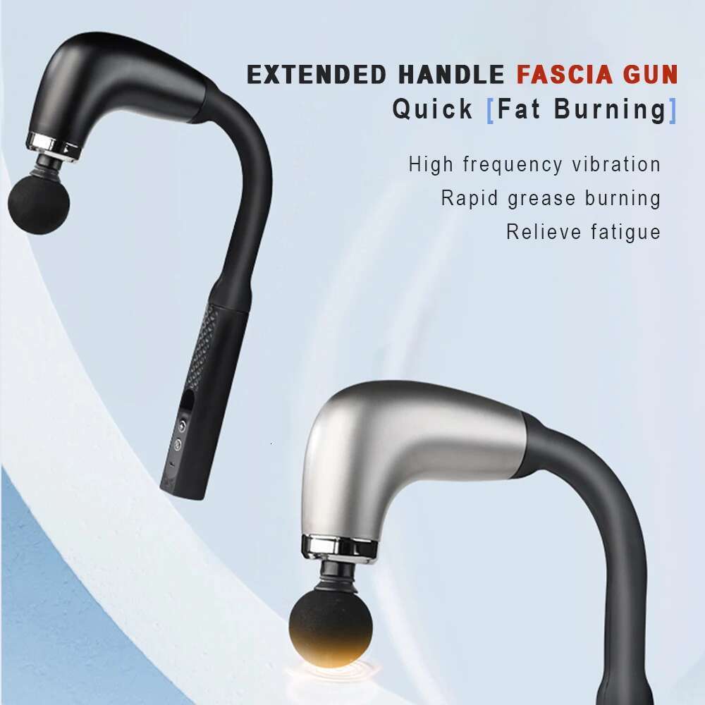 Fascia Gun with Extended Handle Elbow for Self-assist of the Upper Lower Back Muscle Relaxation and Massage Done