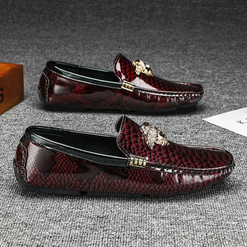 Trendy Mens Fashion Casual Popular Youth Daily Walking Shoes Red Business Moccasins Loafers Large Size 38-48