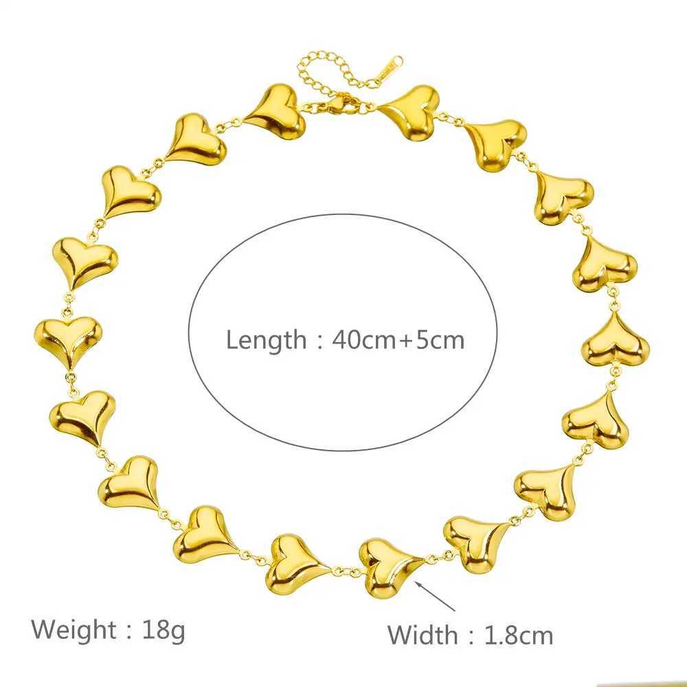 DIEYURO 316L stainlESS steel gold simple hollow heart necklace set for women and girls new trend fashion jewelry set Y250408