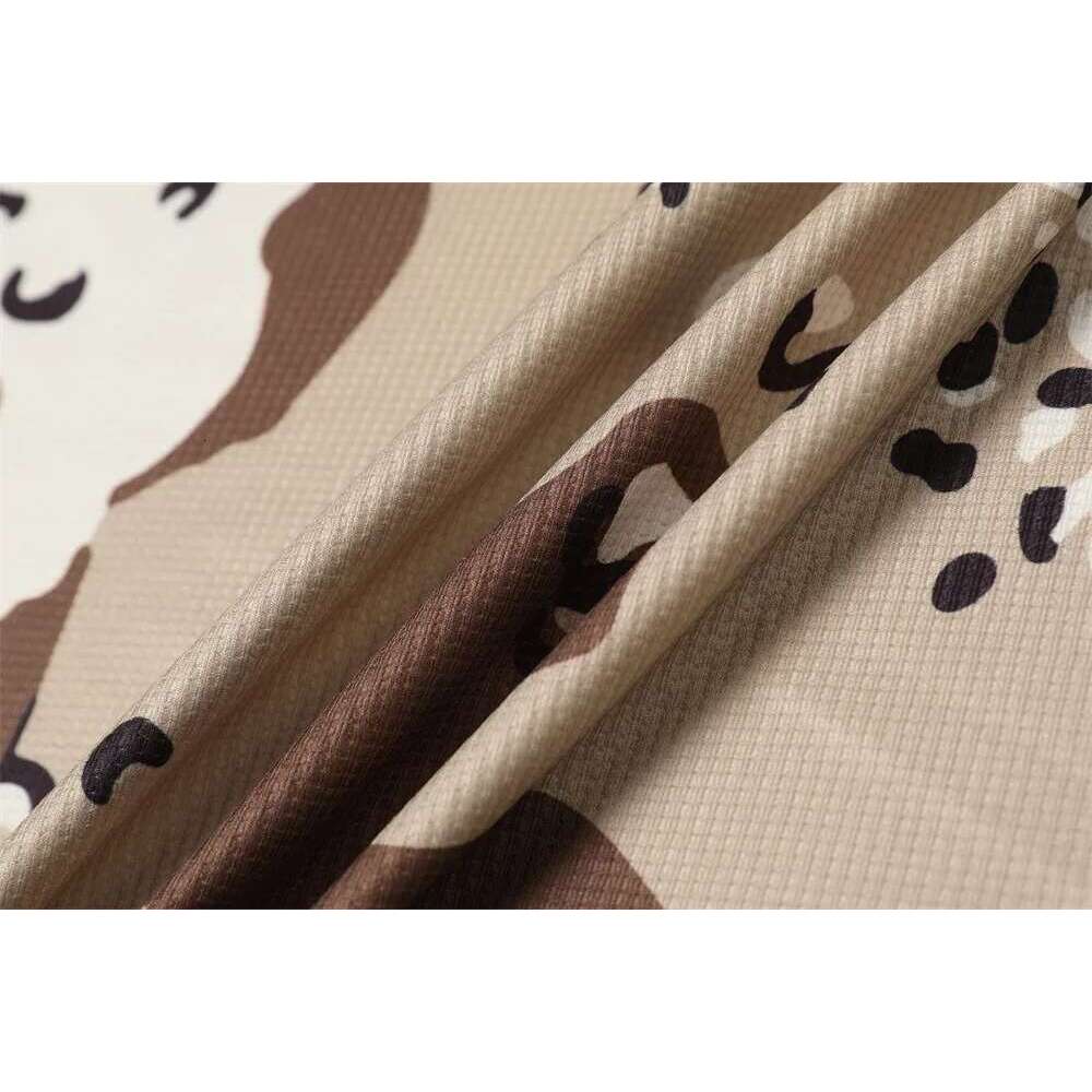 Camouflage Waffle Texture Long T-Shirt Mens Letter Print Spring High Street V-Neck Loose Raglan Sleeve Jersey Men