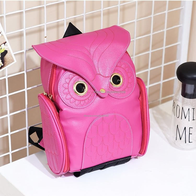 Designer 2025 New Women's PU Personalized Owl Shaped Korean Fashion Travel Bag Female Student Backpack