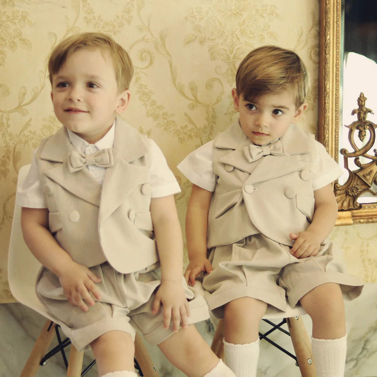 Little boy tailcoat set hat wedding party born baby gentleman bow boy 6-piece set 6-month-old 3-year-old boutique dress 250408