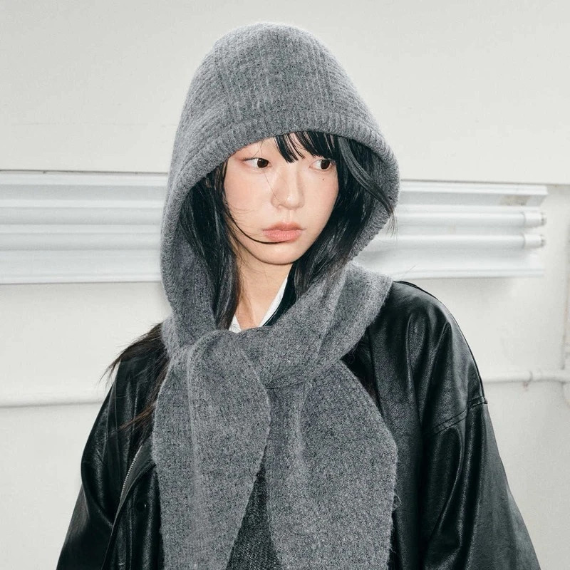 1pc Women Hooded Scarf Cape Balaclava Hatoutdoor Winter warm Knit WrapAround Neck WarmerSuitable For Daily Wearhoildaytralve 251107