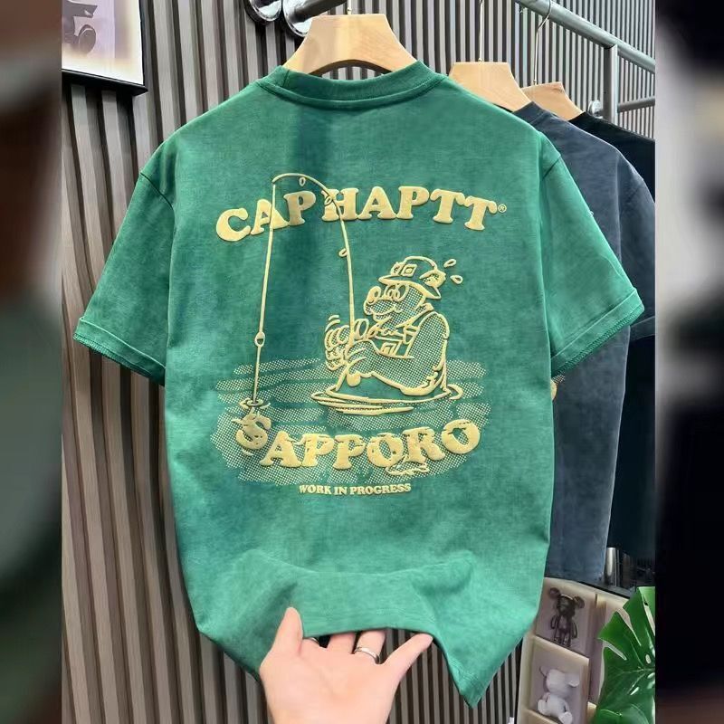 2025 New Designer T-shirt Outdoor Sports Top American short for men's summer haute couture loose fashion label half sleeved printed T-shirt cotto
